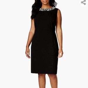 Calvin Klein Women's  Size Sheath Dress with Pearl Necklace 18W